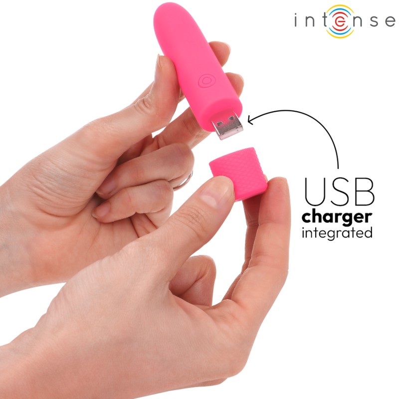 INTENSE - SYMONE BALA VIBRADORA RECARGABLE USB 8 VIBRACIONES ROSA 10 X 2,2 CM