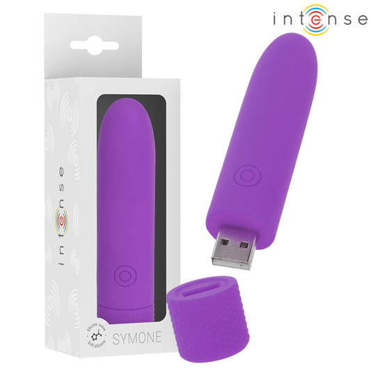 INTENSE - SYMONE BALA VIBRADORA RECARGABLE USB 8 VIBRACIONES MORADA 10 X 2.2 CM