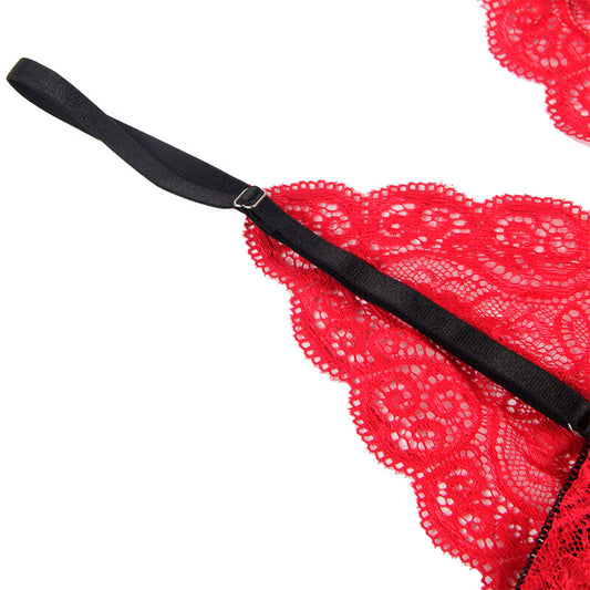SUBBLIME - 953898 CAMISÓN + BRAGUITA DE SEDA Y ENCAJE ROJO S/M