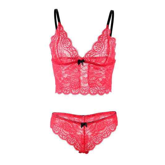 SUBBLIME - 953904 CAMISÓN + BRAGUITA DE SEDA Y ENCAJE ROJO L/XL