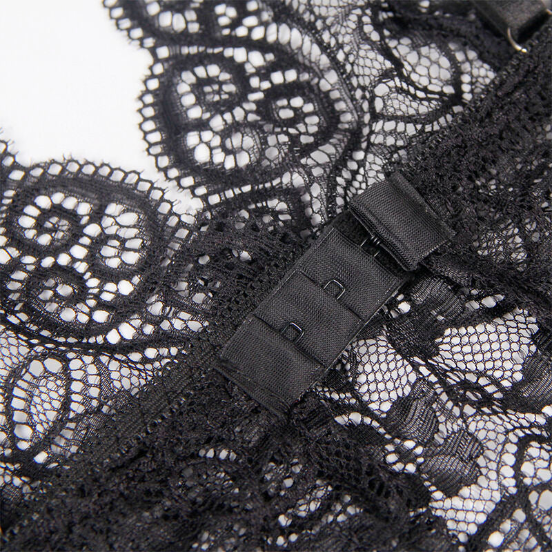 SUBBLIME - 953911 CHEMISE DE NUIT EN SOIE ET ​​DENTELLE + CULOTTE NOIRE S/M