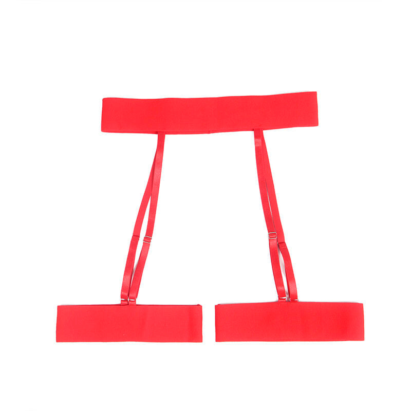 SUBBLIME - 954321 SOUTIEN-GORGE + STRING + PORTE-JARRETELLES IMPRIMÉ CŒUR ROUGE S/M