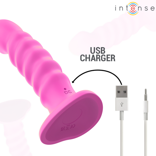 INTENSE - CINDY VIBRADOR TALLA L DISEÑO ESPIRAL 10 VIBRACIONES CONTROL REMOTO ROSA