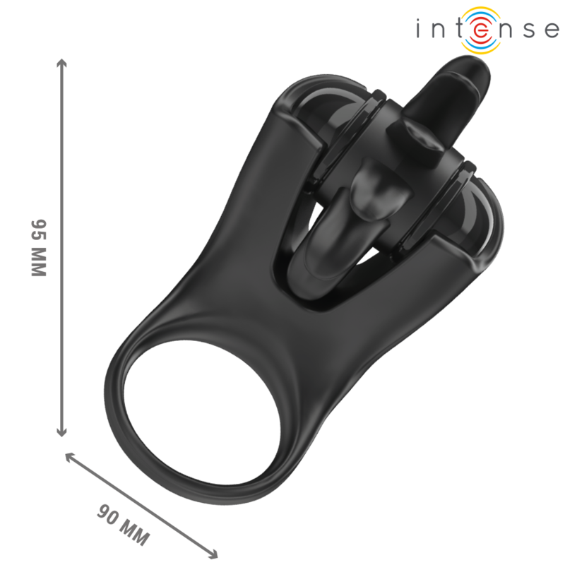 INTENSE - MABEL VIBRATING RING 10 VIBRATIONS WITH CLITORIS STIMULATOR BLACK