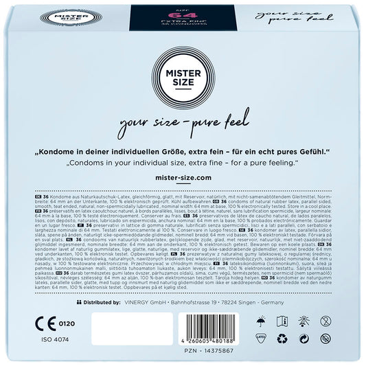 MISTER SIZE - CONDONES TALLA XXL 64 MM (36 UNIDADES)