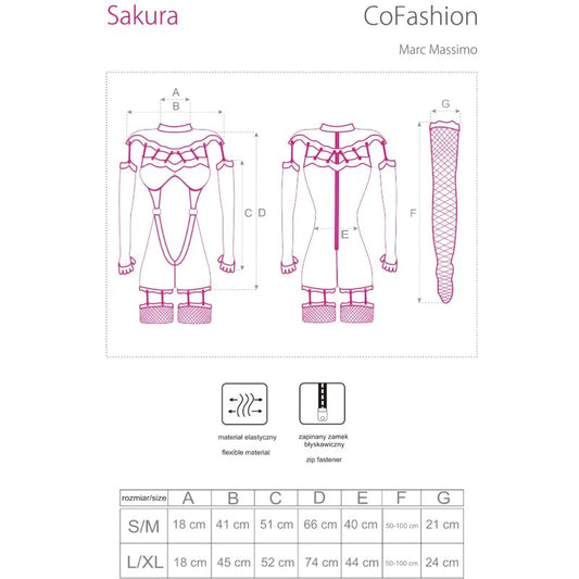 LIVCO CORSETTI FASHION - SAKURA CF 90357 MONO + GUANTES LARGOS + LIGUERO NEGRO S/M