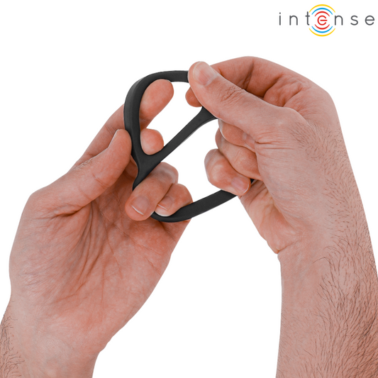 INTENSE - BOBBY ANILLO DOBLE DE SILICONA PARA EL PENE NEGRO