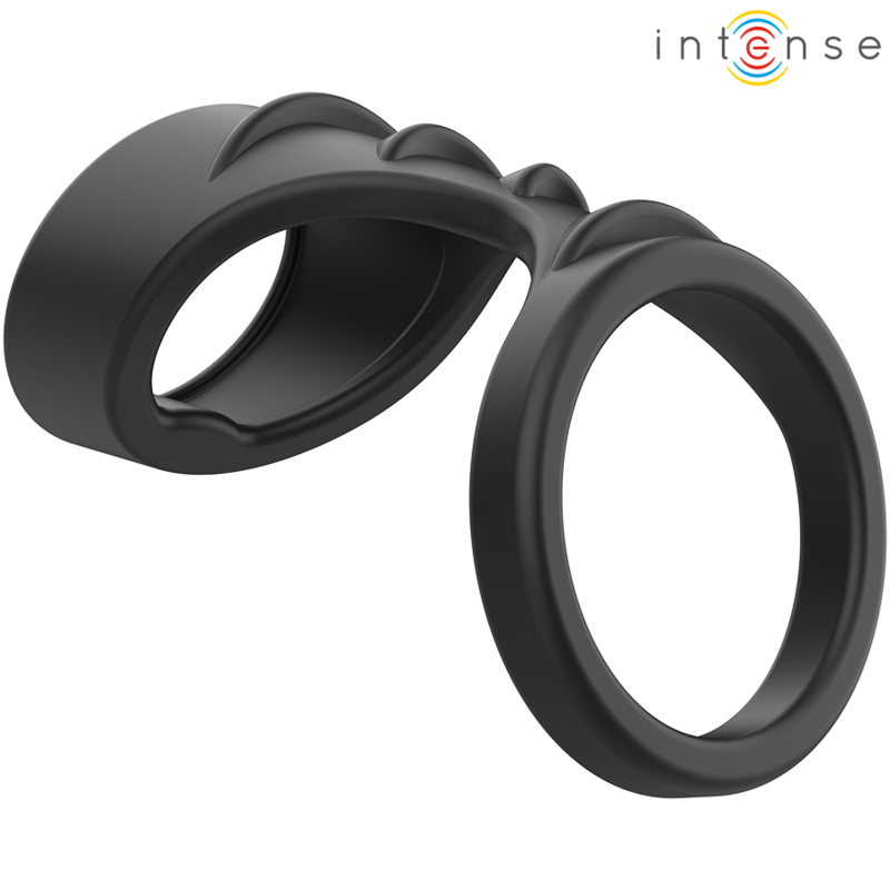 INTENSE - THEO ANILLO DOBLE DE SILICONA PARA EL PENE NEGRO MODELO 3