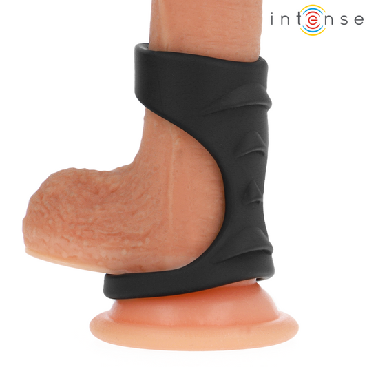 INTENSE - THEO ANILLO DOBLE DE SILICONA PARA EL PENE NEGRO MODELO 3