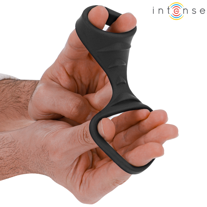 INTENSE - THEO ANILLO DOBLE DE SILICONA PARA EL PENE NEGRO MODELO 3