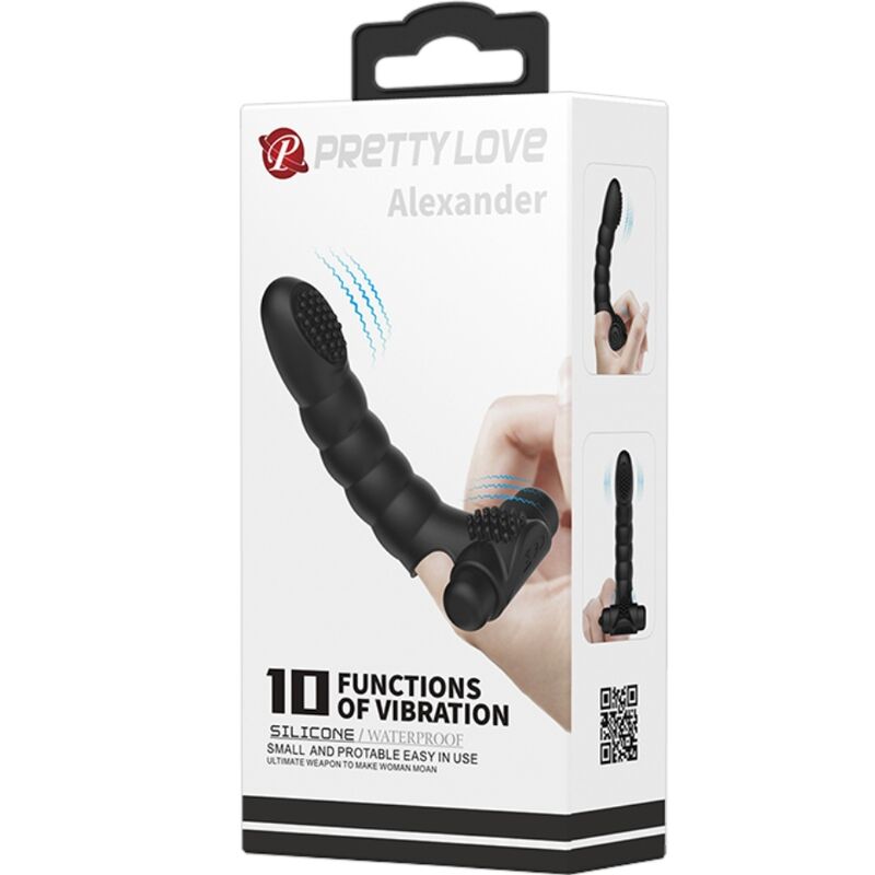 PRETTY LOVE - VIBRADOR DE DEDO ALEXANDER 10 VIBRACIONES NEGRO