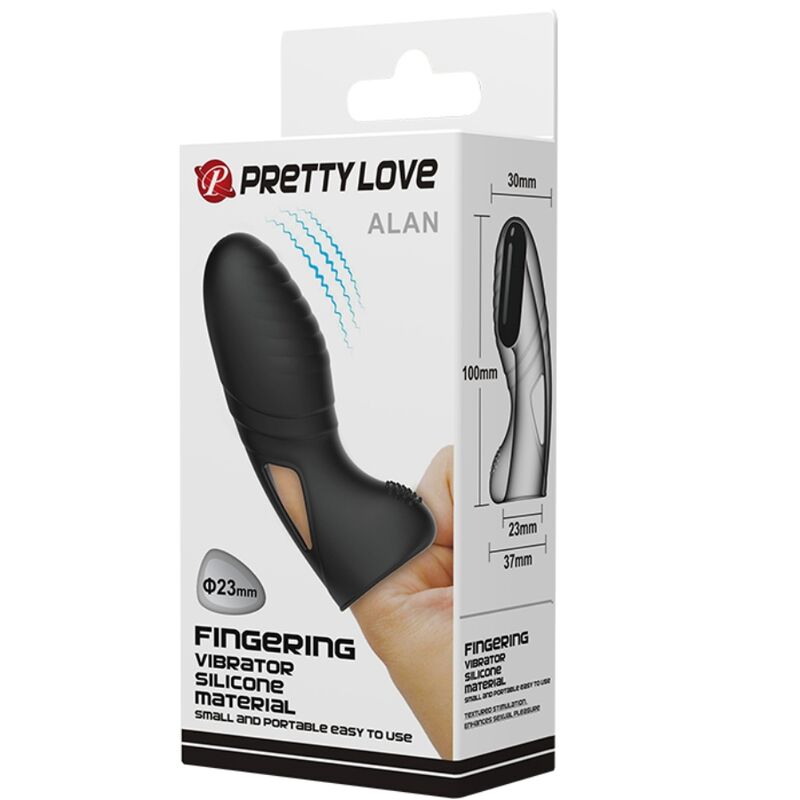 PRETTY LOVE - ALAN SILICONE FINGER VIBRATOR BLACK