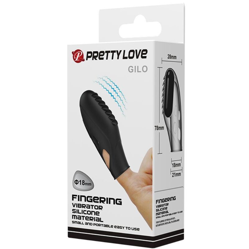 PRETTY LOVE - VIBRADOR DE DEDO DE SILICONA GILO NEGRO