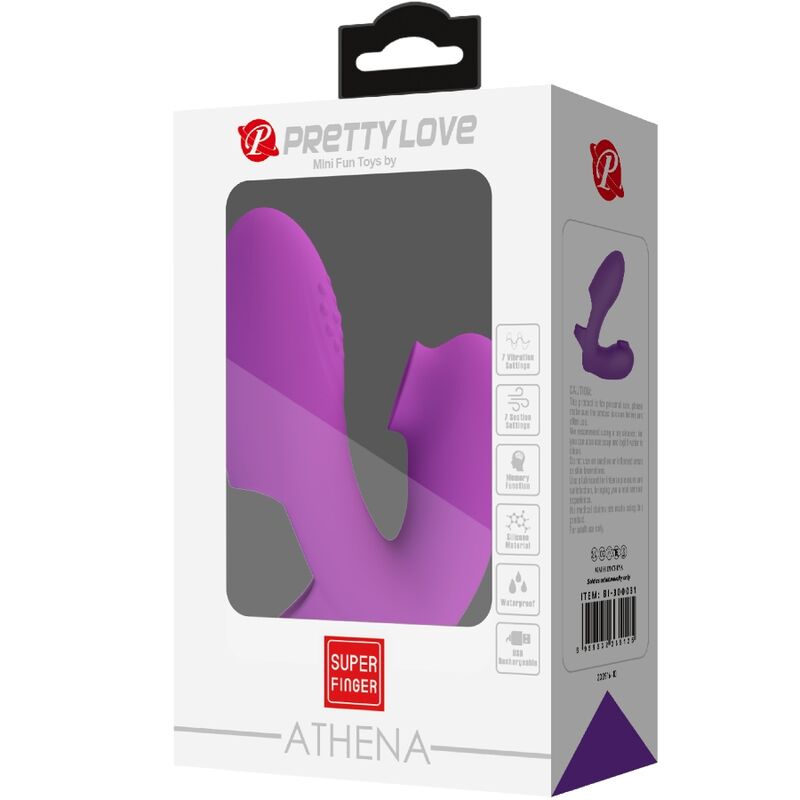 PRETTY LOVE - VIBRADOR DE DEDO ATHENA CON ESTIMULADOR DE CLÍTORIS MORADO