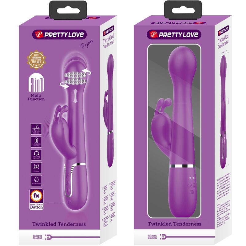 PRETTY LOVE - VIBRADOR CONEJO MULTIFUNCIÓN 3 EN 1 DEJON MORADO
