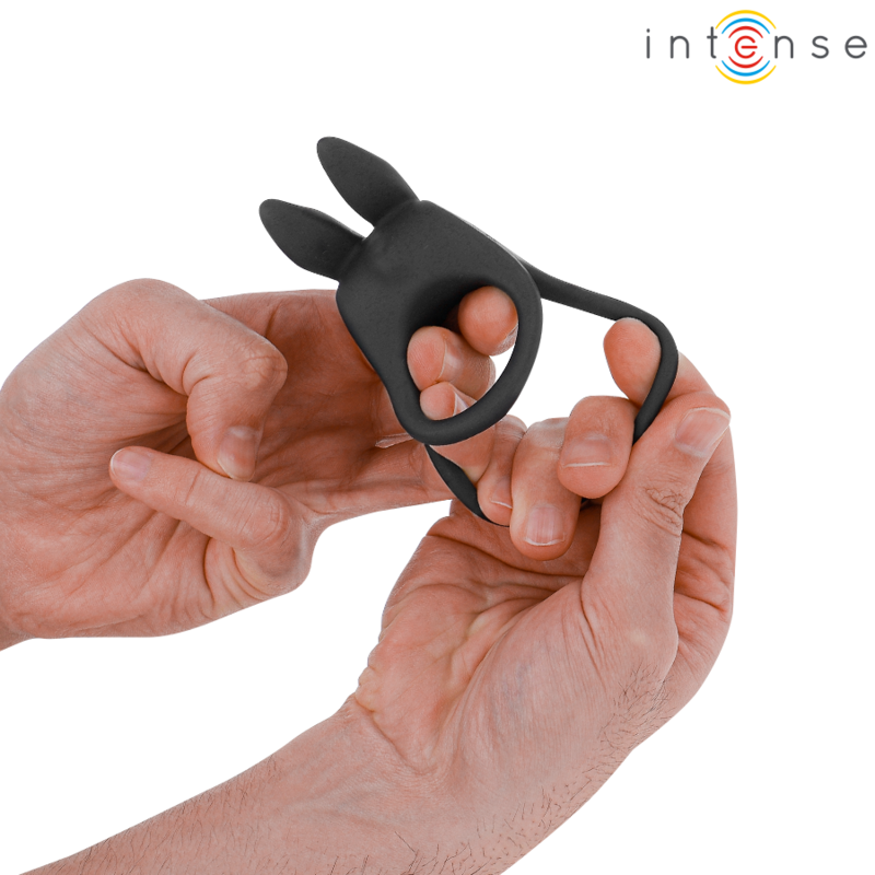 INTENSE - SAM VIBRADOR DOBLE ANILLO PARA EL PENE 10 VIBRACIONES NEGRO
