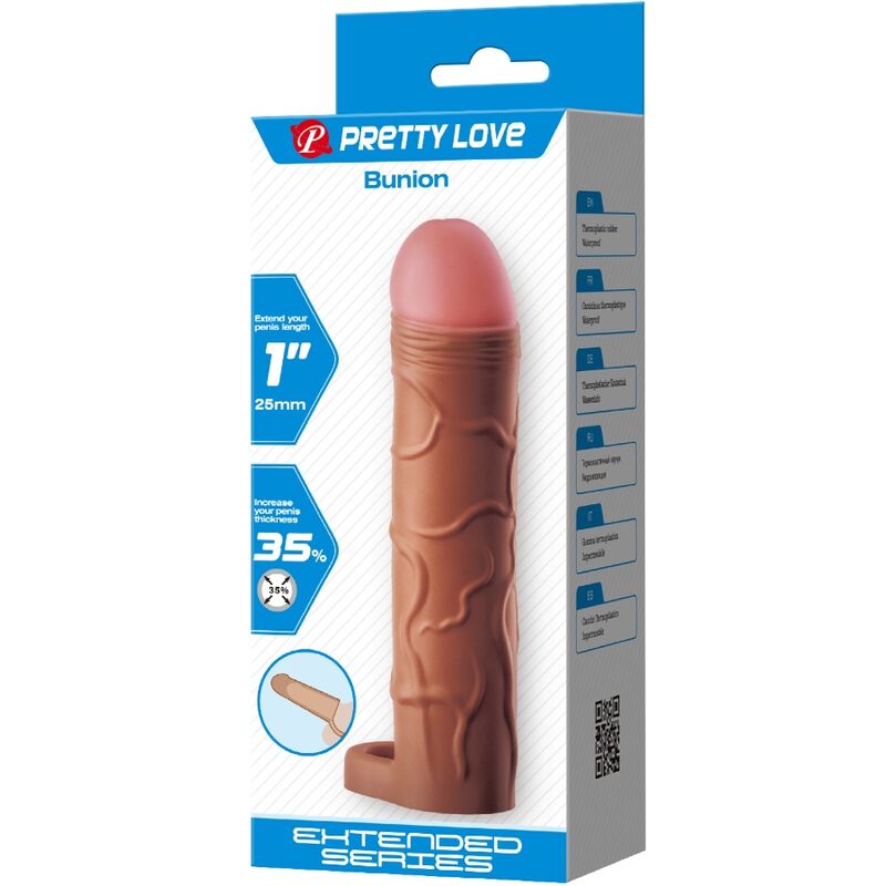 PRETTY LOVE - MANCHON POUR PÉNIS POUR OIGNON AVEC EXTENSION DE 2,5 CM MULATTO