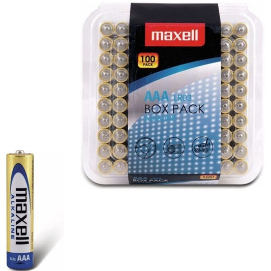 MAXELL - PILAS ALCALINAS AAA LR03 PAQUETE DE 100 PILAS