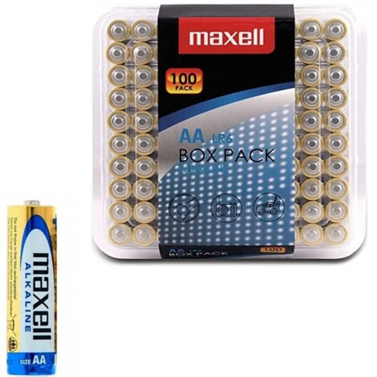 MAXELL - PILAS ALCALINAS AA LR6 PAQUETE DE 100 PILAS
