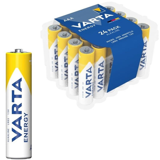 VARTA - ENERGY PILAS ALCALINAS AAA LR03 PAQUETE DE 24 PILAS