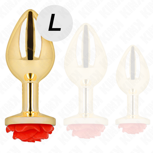 KINK - PLUG ANAL DORADO ROSA ROJO TALLA L