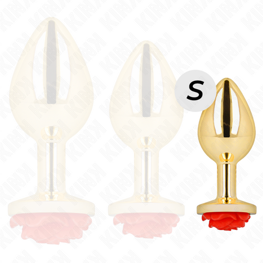 KINK - PLUG ANAL DORADO ROSA ROJO TALLA S