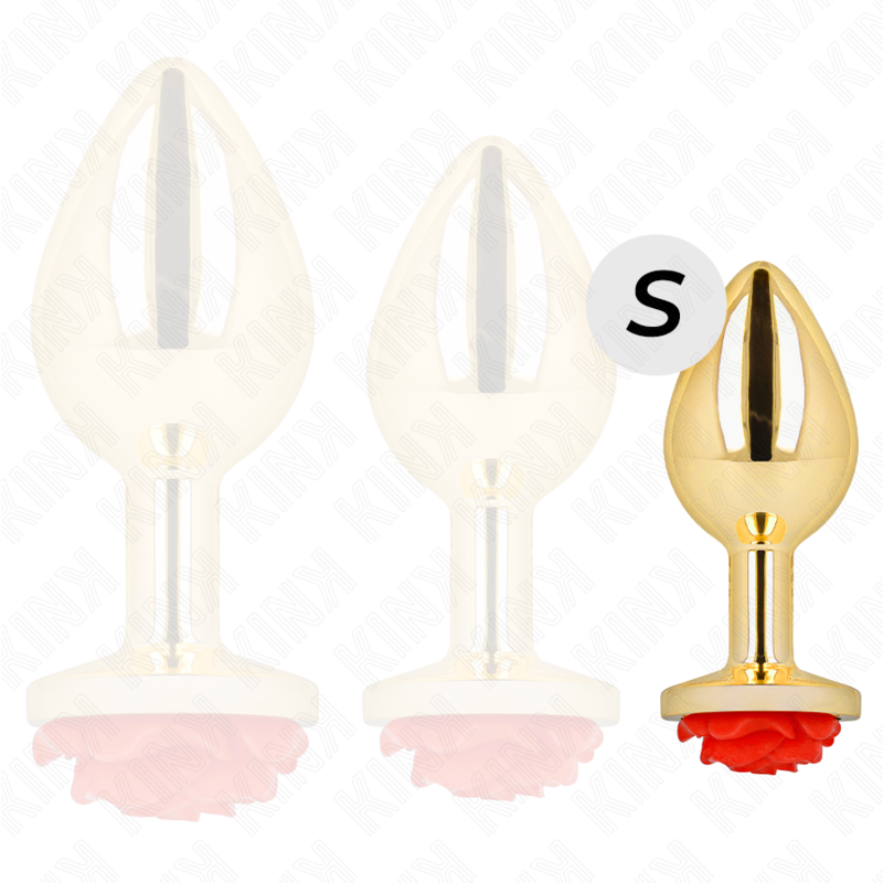 KINK - PLUG ANAL DORADO ROSA ROJO TALLA S