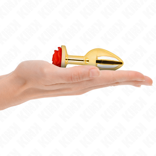 KINK - PLUG ANAL DORADO ROSA ROJO TALLA M