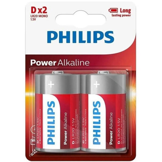 PHILIPS - PILA ALCALINA POWER D LR20 BLISTER*2