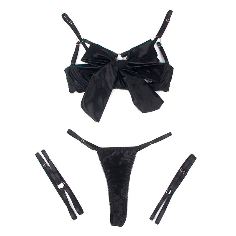 SUBBLIME - 955199 CONJUNTO DE SUJETADOR CON LAZO NEGRO AJUSTABLE S/M