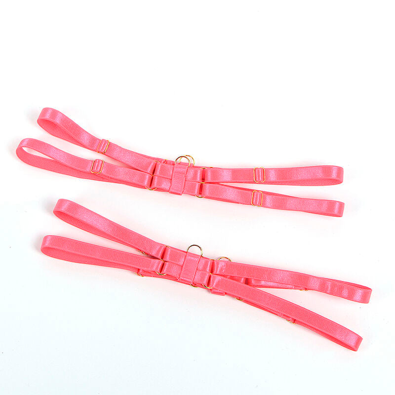 SUBBLIME - 955298 CONJUNTO DE SUJETADOR CON COLLAR Y DETALLES EN PIERNAS ROSA FLUORESCENTE S/M