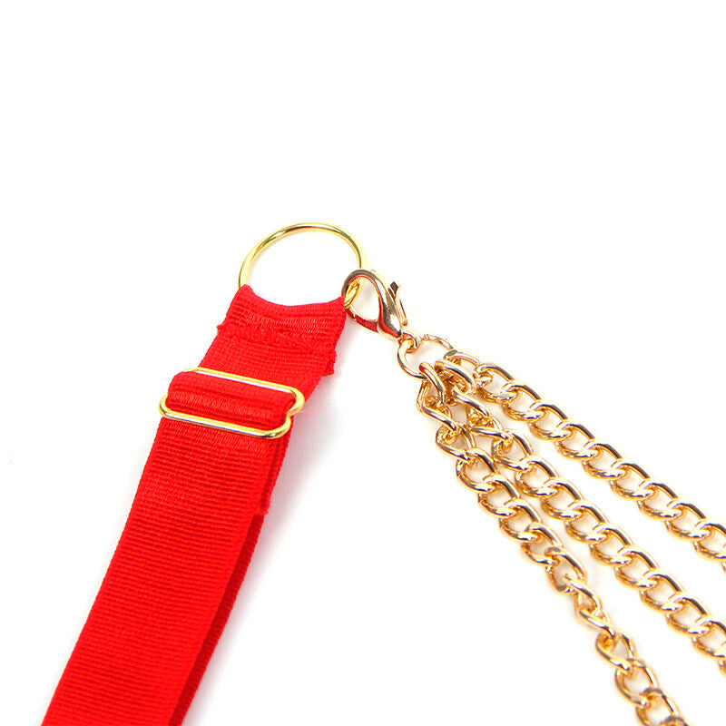 SUBBLIME - 955526 CONJUNTO DE SUJETADOR CON CADENAS Y CORAZÓN DE MALLA ROJO L/XL