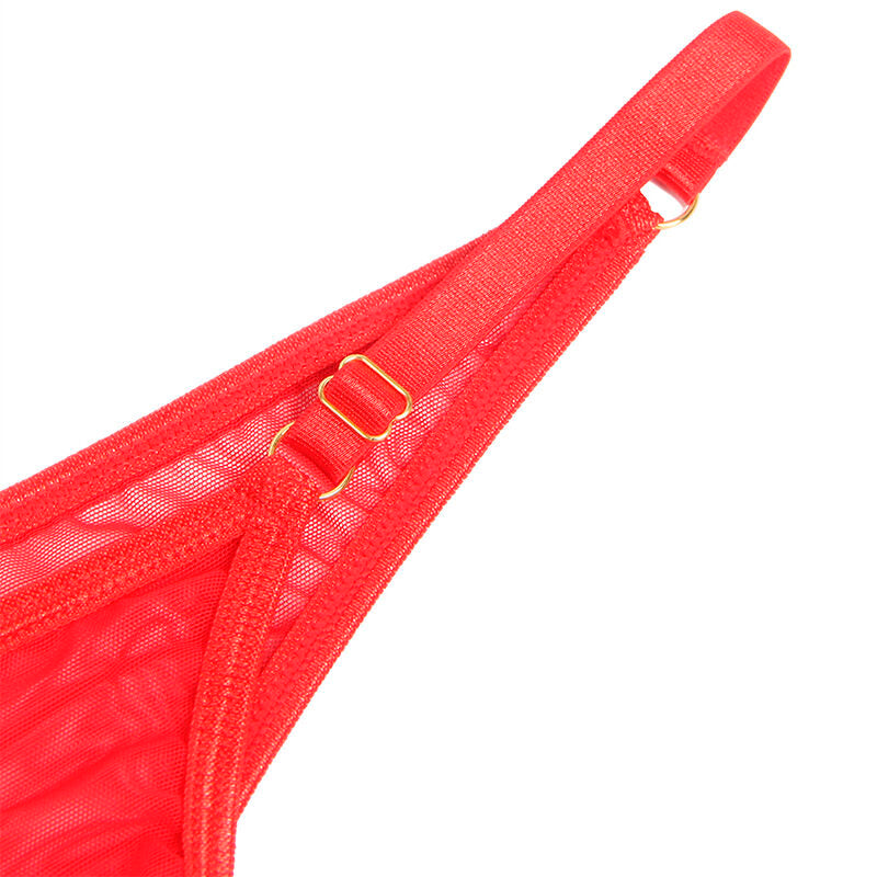 SUBBLIME - 955526 CONJUNTO DE SUJETADOR CON CADENAS Y CORAZÓN DE MALLA ROJO L/XL