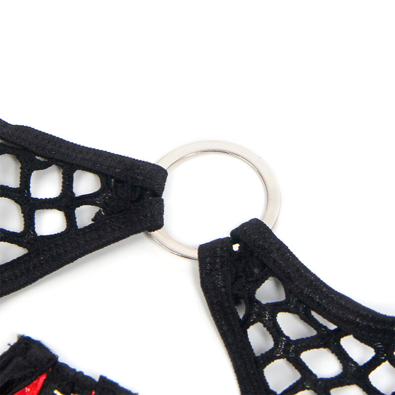 SUBBLIME - 955533 CONJUNTO DE SUJETADOR CON CREMALLERA DE MALLA DE CHAROL ROJO S/M