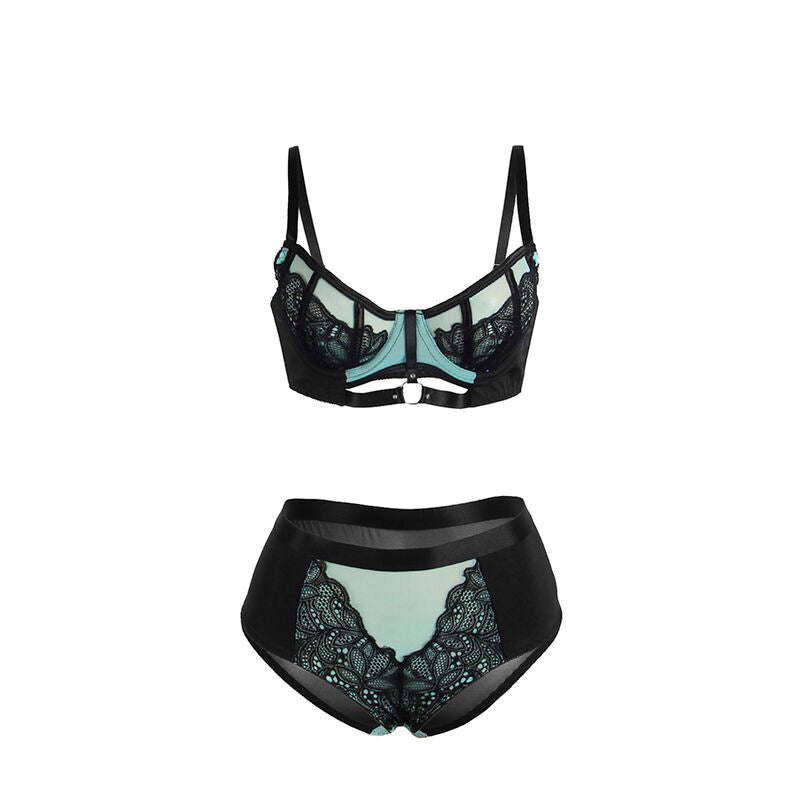 SUBBLIME - 955557 ENSEMBLE SOUTIEN-GORGE À FERMETURE ÉCLAIR EN CUIR VERNI VERT S/M