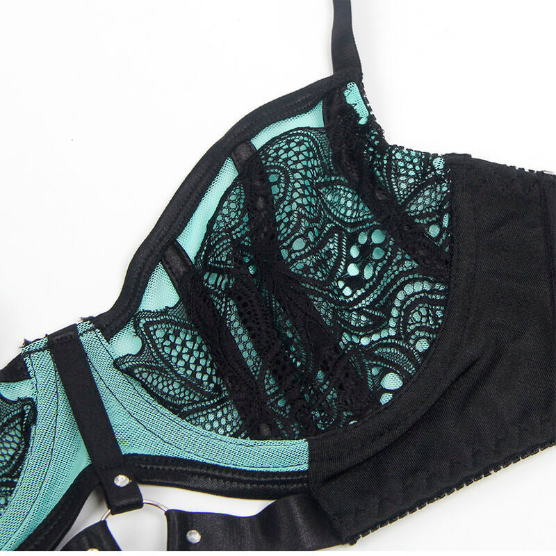 SUBBLIME - 955557 ENSEMBLE SOUTIEN-GORGE À FERMETURE ÉCLAIR EN CUIR VERNI VERT S/M