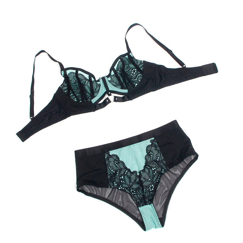 SUBBLIME - 955557 ENSEMBLE SOUTIEN-GORGE À FERMETURE ÉCLAIR EN CUIR VERNI VERT S/M