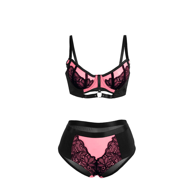 SUBBLIME - 955571 CONJUNTO DE SUJETADOR CON CREMALLERA DE MALLA DE CHAROL ROSA S/M