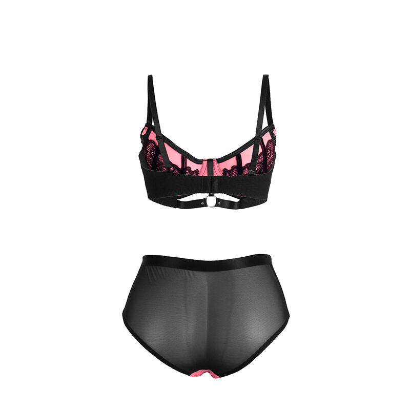 SUBBLIME - 955571 CONJUNTO DE SUJETADOR CON CREMALLERA DE MALLA DE CHAROL ROSA S/M
