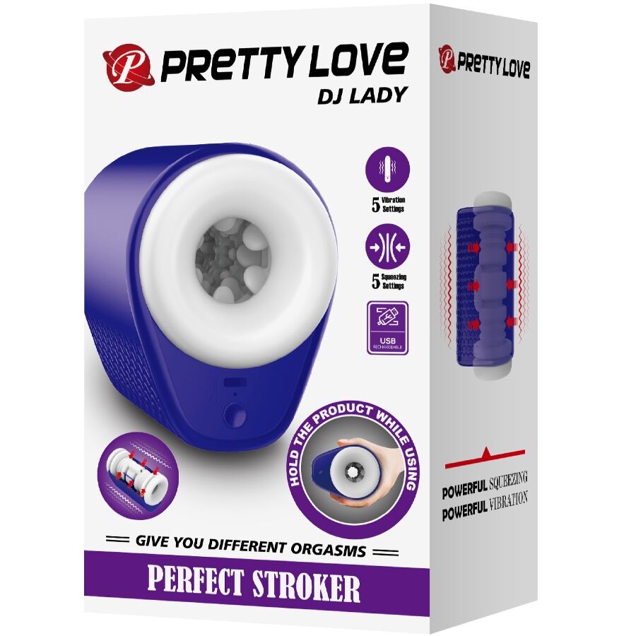 PRETTY LOVE - DJ LADY MASTURBADOR MASCULINO CON VIBRACIÓN 5 AJUSTES MORADO