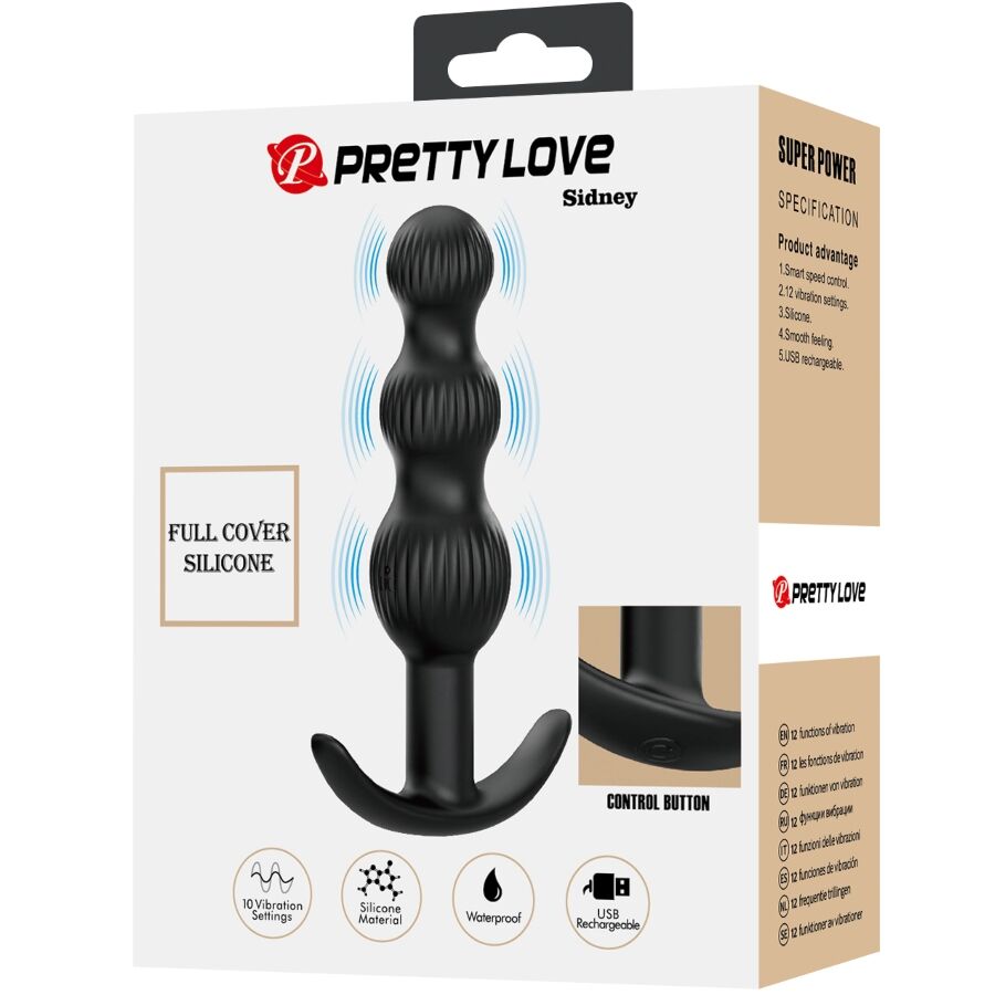 PRETTY LOVE - VIBRATEUR ANAL SIDNEY 10 VIBRATIONS NOIR