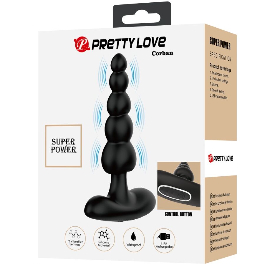 PRETTY LOVE - VIBRATEUR ANAL SIDNEY 10 VIBRATIONS NOIR