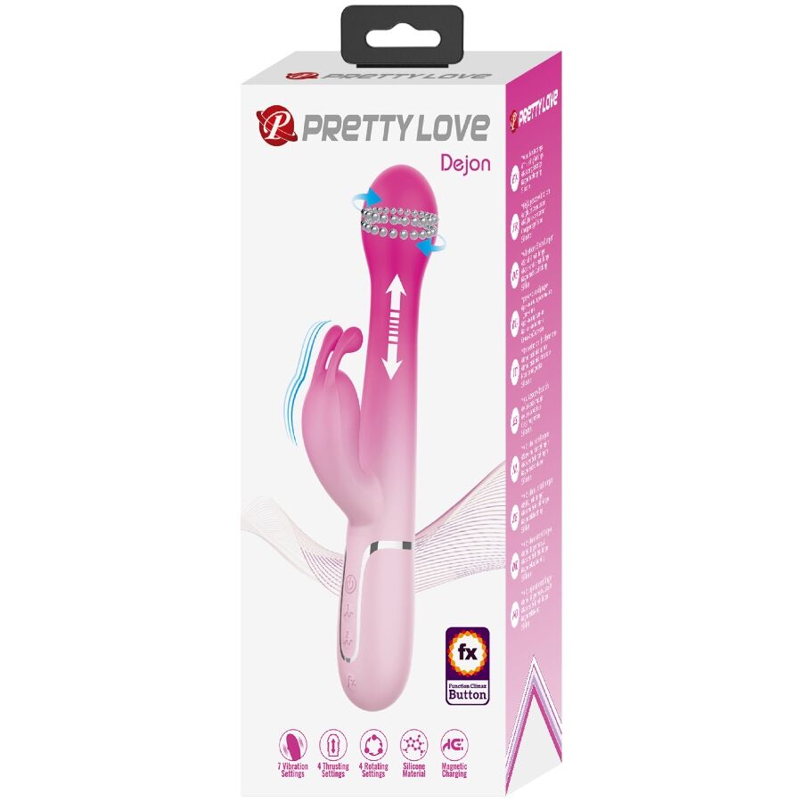 PRETTY LOVE - VIBRADOR CONEJO MULTIFUNCIÓN 3 EN 1 DEJON ROSA