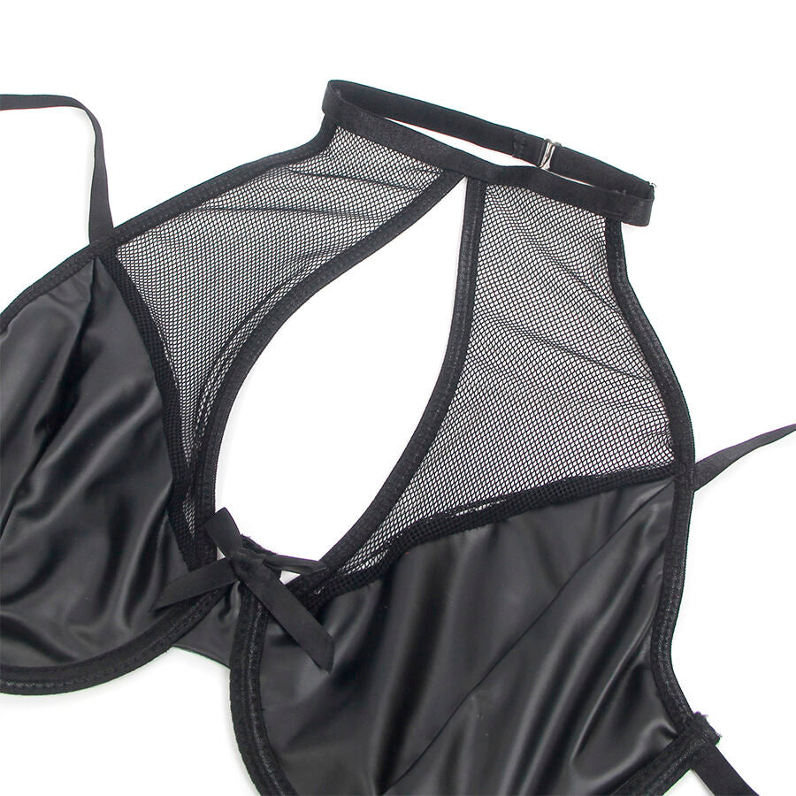 SUBBLIME - 957582 LEATHER BRA AND SKIRT SET BLACK S/M