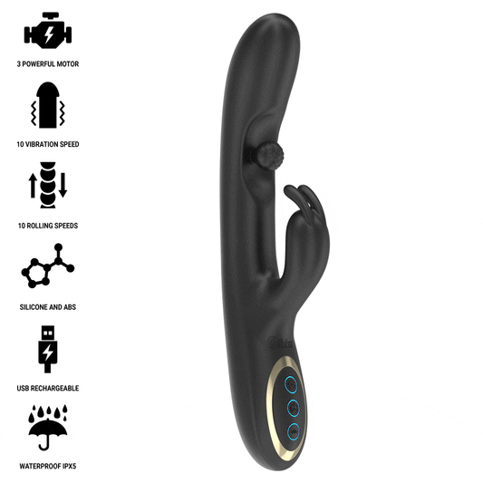 IBIZA - POWERFUL RABBIT VIBRATOR WITH MASSAGING ROLLING PEARL
