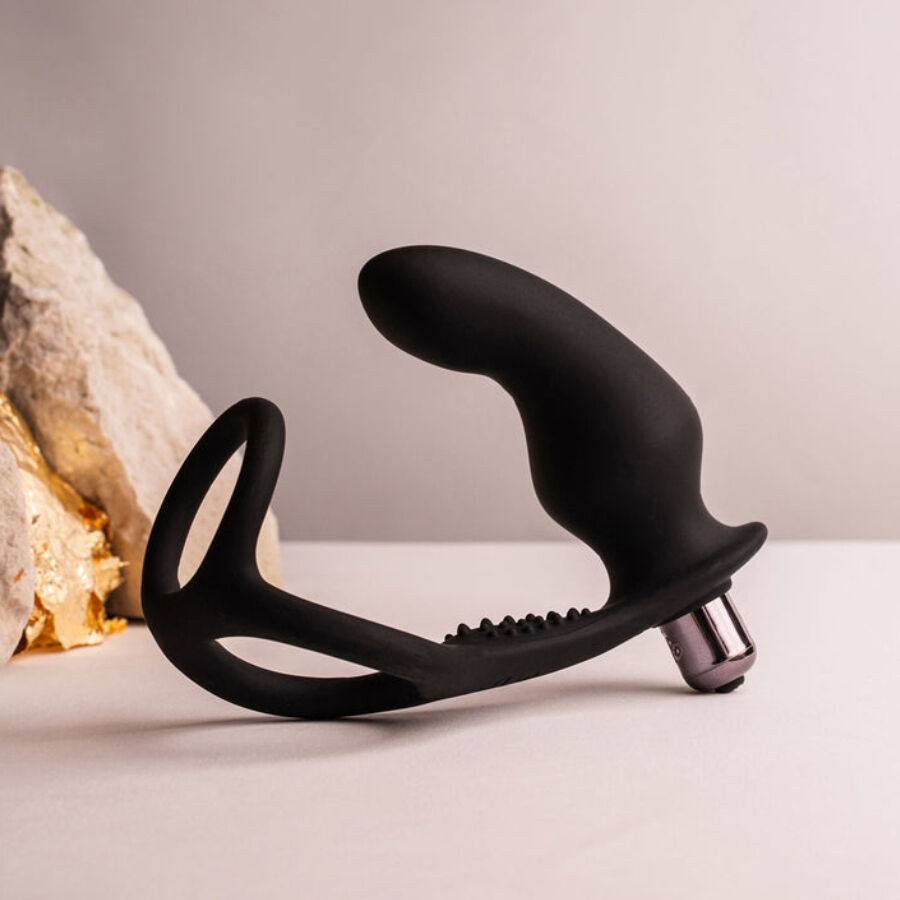 ROCKS-OFF - RO-ZEN RRO ANAL PLUG WITH VIBRATING PENIS RING BLACK