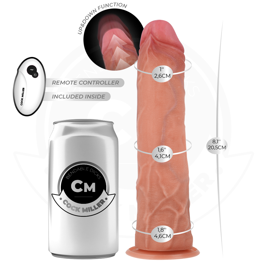 COCK MILLER - HYPER-REALISTIC DILDO WITH SUCTION CUP AND THRUSTING WITH REMOTE CONTROL 20.5 CM