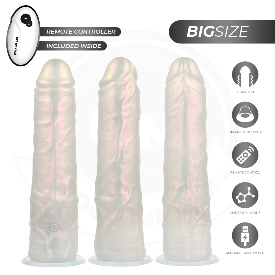 COCK MILLER - DILDO WITH SUCTION CUP, LIGHTS AND VIBRATION WITH REMOTE CONTROL WHITE 21.5 CM