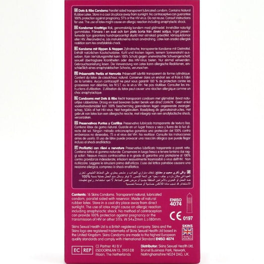 SKINS - DOTS & RIBS PREMIUM CONDOMS PACK 16