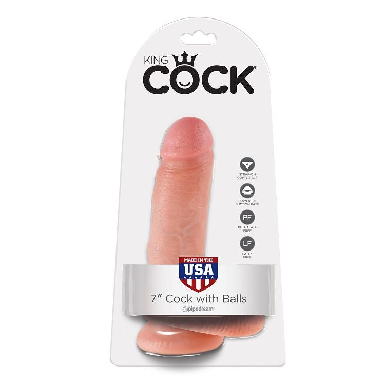 KING COCK - 7 DILDOS CARNE CON BOLAS 17.8 CM